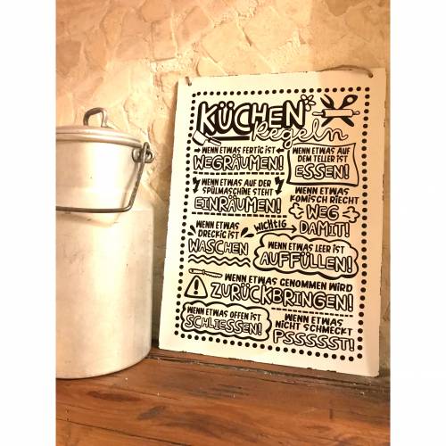 vintage Metallschild "Küchenregeln"
