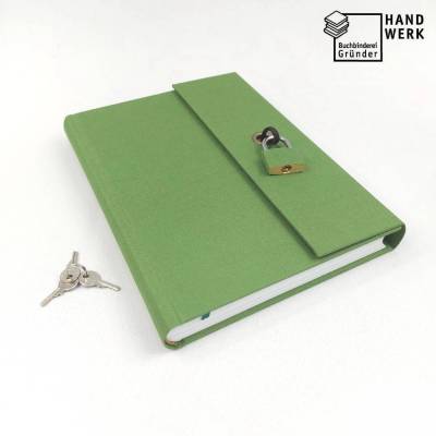 Tagebuch abschließbar, saft-grün, DIN A5, 150 Blatt, handgefertigt