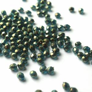 50 Halo Azurite böhmische Perlen 4mm, tschechische feuerpolierte facettierte Glasperlen DIY Glasschliff 4mm Bild 2