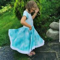 Sommerliches Drehkleid - Kleid mit Drehrock und Kurzen Ärmeln Meerjungfrau & Delfin Bild 5