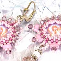 rosa bohemian keramikblüten ohrringe, lässige boho hippie ohrhänger, geschenk, beadwork ohrringe Bild 6