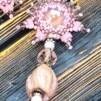 rosa bohemian keramikblüten ohrringe, lässige boho hippie ohrhänger, geschenk, beadwork ohrringe Bild 9