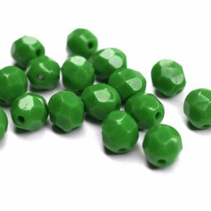 20 Opaque Green böhmische Perlen 6mm, tschechische feuerpolierte facettierte Glasperlen DIY Glasschliff Bild 1