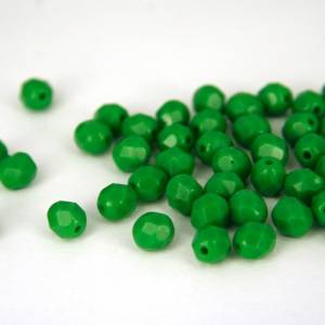20 Opaque Green böhmische Perlen 6mm, tschechische feuerpolierte facettierte Glasperlen DIY Glasschliff Bild 2