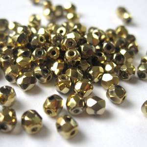 50 Crystal Amber Full böhmische Perlen 3mm, tschechische feuerpolierte facettierte Glasperlen DIY Glasschliff Bild 1