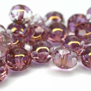 10 Crystal Rose Luster Rondelle böhmische Perlen 6x8mm, tschechische feuerpolierte facettierte Glasperlen DIY Glasschlif Bild 2