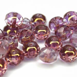 10 Crystal Rose Luster Rondelle böhmische Perlen 6x8mm, tschechische feuerpolierte facettierte Glasperlen DIY Glasschlif Bild 3