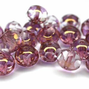 10 Crystal Rose Luster Rondelle böhmische Perlen 6x8mm, tschechische feuerpolierte facettierte Glasperlen DIY Glasschlif Bild 4
