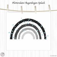 Plotterdatei Regenbogen Splash-Design – Moderner Regenbogen mit Farbspritzern Bild 3