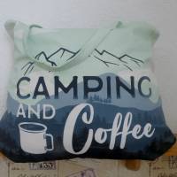 Shopper Bag XXL /  Stofftasche / Strandtasche  im trendy Style - "Camping and Coffee" Bild 1