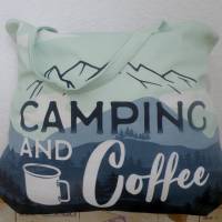 Shopper Bag XXL /  Stofftasche / Strandtasche  im trendy Style - "Camping and Coffee" Bild 3