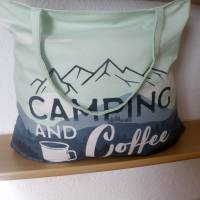 Shopper Bag XXL /  Stofftasche / Strandtasche  im trendy Style - "Camping and Coffee" Bild 5