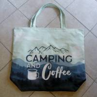 Shopper Bag XXL /  Stofftasche / Strandtasche  im trendy Style - "Camping and Coffee" Bild 8