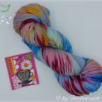 Sockenwolle, handgefärbte Wolle - "Flower Power" - 4-fädig - Unikat !! Bild 1