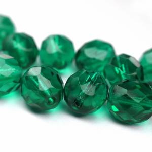 10 Emerald böhmische Perlen 8mm, tschechische feuerpolierte facettierte Glasperlen DIY Glasschliff Bild 1