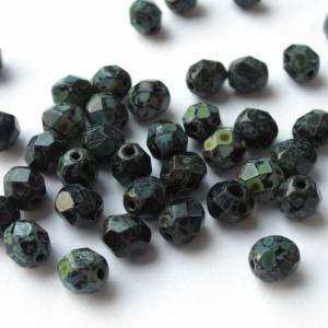 20 Jet Picasso böhmische Perlen 6mm, tschechische feuerpolierte facettierte Glasperlen DIY Glasschliff Bild 2