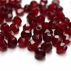 50   Garnet böhmische Perlen 4mm, tschechische feuerpolierte facettierte Glasperlen DIY Glasschliff Bild 1