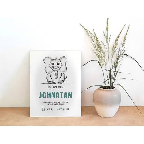 Wandbild Geburtsbild Babyelefant