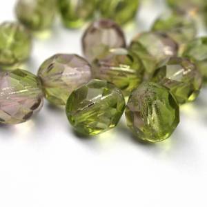 10  Amethyst Olivine böhmische Perlen 8mm, tschechische feuerpolierte facettierte Glasperlen DIY Glasschliff Bild 1