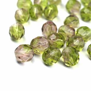 10  Amethyst Olivine böhmische Perlen 8mm, tschechische feuerpolierte facettierte Glasperlen DIY Glasschliff Bild 2