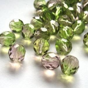 10  Amethyst Olivine böhmische Perlen 8mm, tschechische feuerpolierte facettierte Glasperlen DIY Glasschliff Bild 3