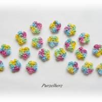 20 gehäkelte Streublümchen in Regenbogenfarben - Häkelapplikation,Aufnäher,Gastgeschenk,Tischdeko,Streudeko,Giveaway Bild 2