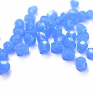 50   Milky Sapphire böhmische Perlen 4mm, tschechische feuerpolierte facettierte Glasperlen DIY Glasschliff Bild 1
