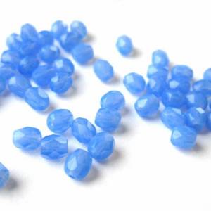 50   Milky Sapphire böhmische Perlen 4mm, tschechische feuerpolierte facettierte Glasperlen DIY Glasschliff Bild 2