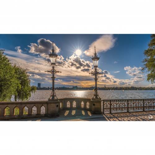 Hamburg Foto Datei - Brücke Schwanenwik, Höhe 50 cm - zum Selbstdruck