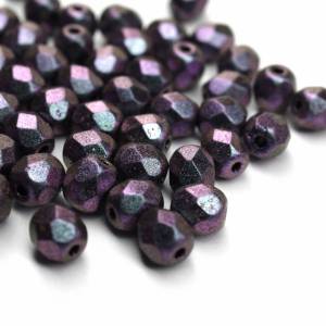 50 Matt Metallic Suede Pink böhmische Perlen 4mm, tschechische feuerpolierte facettierte Glasperlen DIY Glasschliff Bild 1
