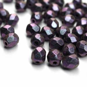 50 Matt Metallic Suede Pink böhmische Perlen 4mm, tschechische feuerpolierte facettierte Glasperlen DIY Glasschliff Bild 3
