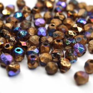 50  Crystal Etched Glittery Bronze böhmische Perlen 4mm, tschechische feuerpolierte facettierte Glasperlen DIY Glasschli Bild 1