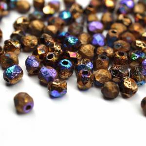 50  Crystal Etched Glittery Bronze böhmische Perlen 4mm, tschechische feuerpolierte facettierte Glasperlen DIY Glasschli Bild 2