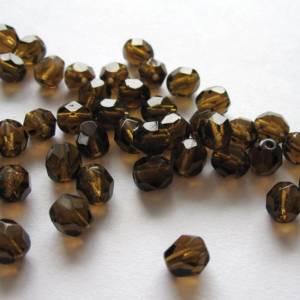 20 Smoky Topaz böhmische Perlen 6mm, tschechische feuerpolierte facettierte Glasperlen DIY Glasschliff Bild 1