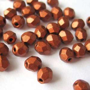 50   Metallic Dark Copper böhmische Perlen 4mm, tschechische feuerpolierte facettierte Glasperlen DIY Glasschliff Bild 2