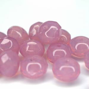 10 Milky Pink Rondelle böhmische Perlen 6x8mm, tschechische feuerpolierte facettierte Glasperlen DIY Glasschliff Bild 2