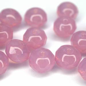 10 Milky Pink Rondelle böhmische Perlen 6x8mm, tschechische feuerpolierte facettierte Glasperlen DIY Glasschliff Bild 3