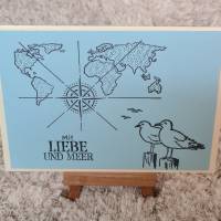 Geburtstagskarte - Mit Liebe und Meer - Möwen auf dem Steg - Kompass Bild 1