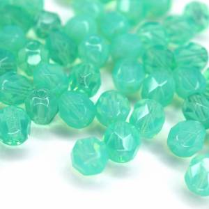 20 Milky Aqua böhmische Perlen 6mm, tschechische feuerpolierte facettierte Glasperlen DIY Glasschliff Bild 1
