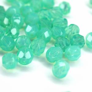 20 Milky Aqua böhmische Perlen 6mm, tschechische feuerpolierte facettierte Glasperlen DIY Glasschliff Bild 3
