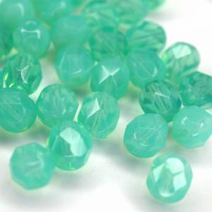20 Milky Aqua böhmische Perlen 6mm, tschechische feuerpolierte facettierte Glasperlen DIY Glasschliff Bild 5