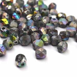 50 Etched Crystal Full Vitrail böhmische Perlen 4mm, tschechische feuerpolierte facettierte Glasperlen DIY Glasschliff Bild 2