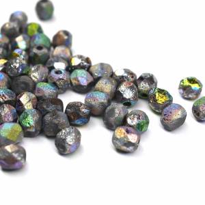 50 Etched Crystal Full Vitrail böhmische Perlen 4mm, tschechische feuerpolierte facettierte Glasperlen DIY Glasschliff Bild 3