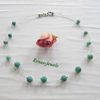Edelstein Kette Achat grün silberfarben zweireihig Perlenkette Edelsteinkette Bild 3