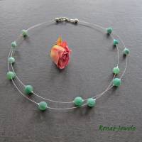 Edelstein Kette Achat grün silberfarben zweireihig Perlenkette Edelsteinkette Bild 4