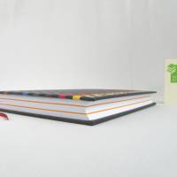 Notizbuch A5, gewebt, schwarz Regenbogen-bunt, Hardcover, handgefertigt, fadengeheftet, 150 Blatt, UNIKAT Bild 4