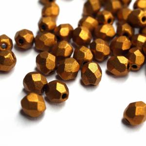 50   Metallic Goldenrod böhmische Perlen 4mm, tschechische feuerpolierte facettierte Glasperlen DIY Glasschliff Bild 1