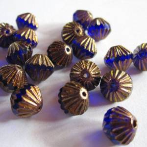 5  9mm Cobalt Bronze böhmische Perlen Bild 4
