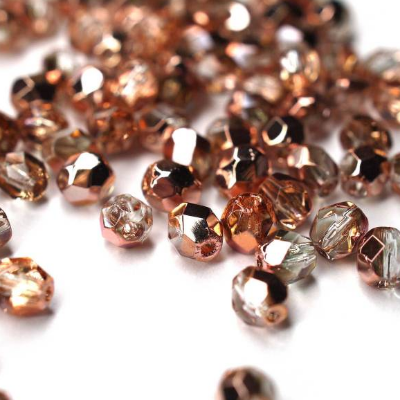 50 Crystal Capri Gold böhmische Perlen 4mm, tschechische feuerpolierte facettierte Glasperlen DIY Glasschliff