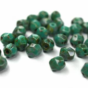 50   Turquoise Picasso böhmische Perlen 4mm, tschechische feuerpolierte facettierte Glasperlen DIY Glasschliff Bild 1